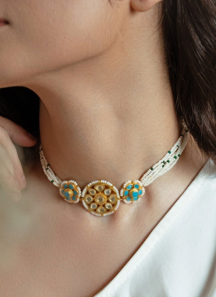 Do Taara Blue Kundan Choker NecklaceFabilicious Fashion