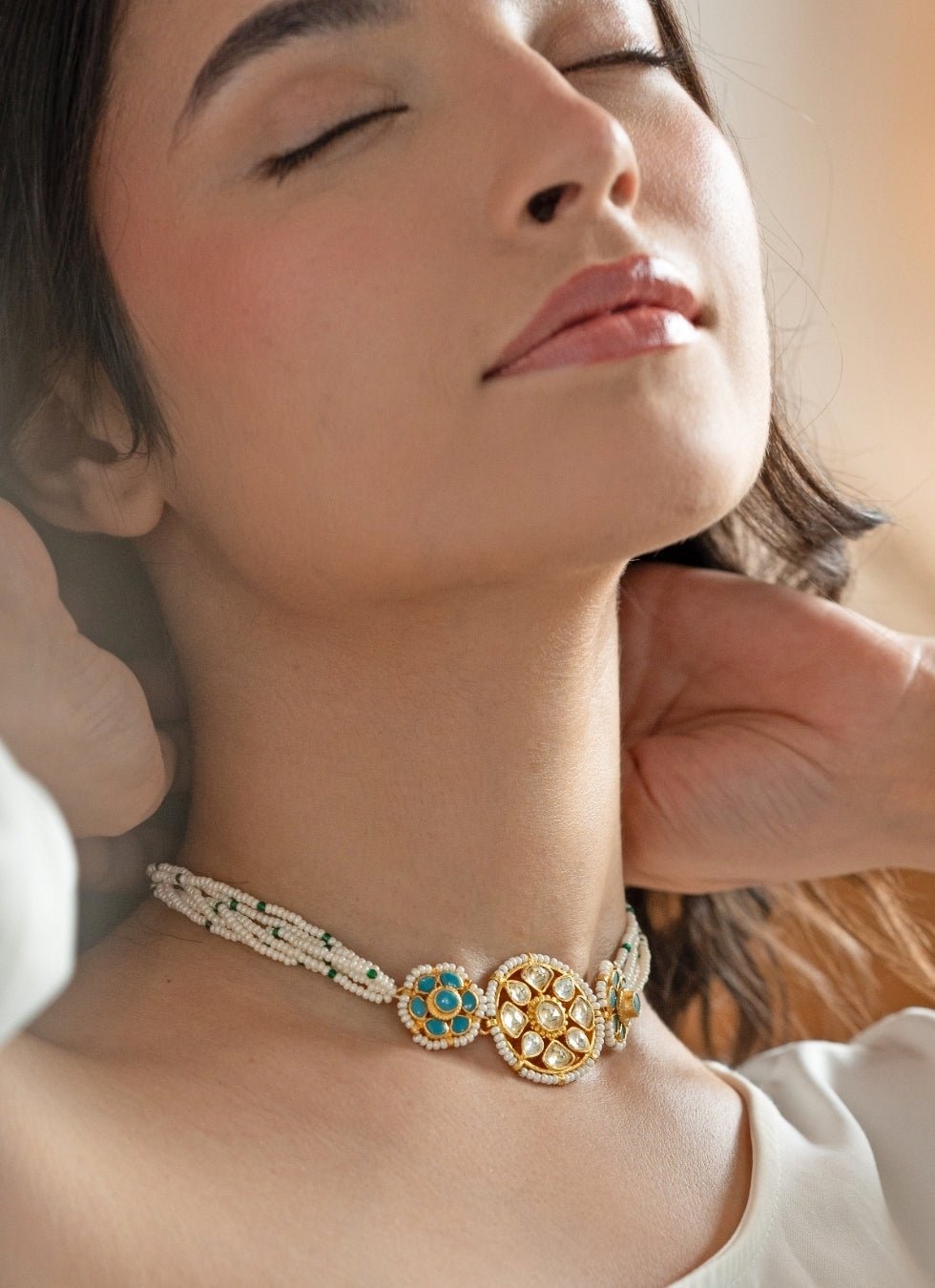 Do Taara Blue Kundan Choker NecklaceFabilicious Fashion