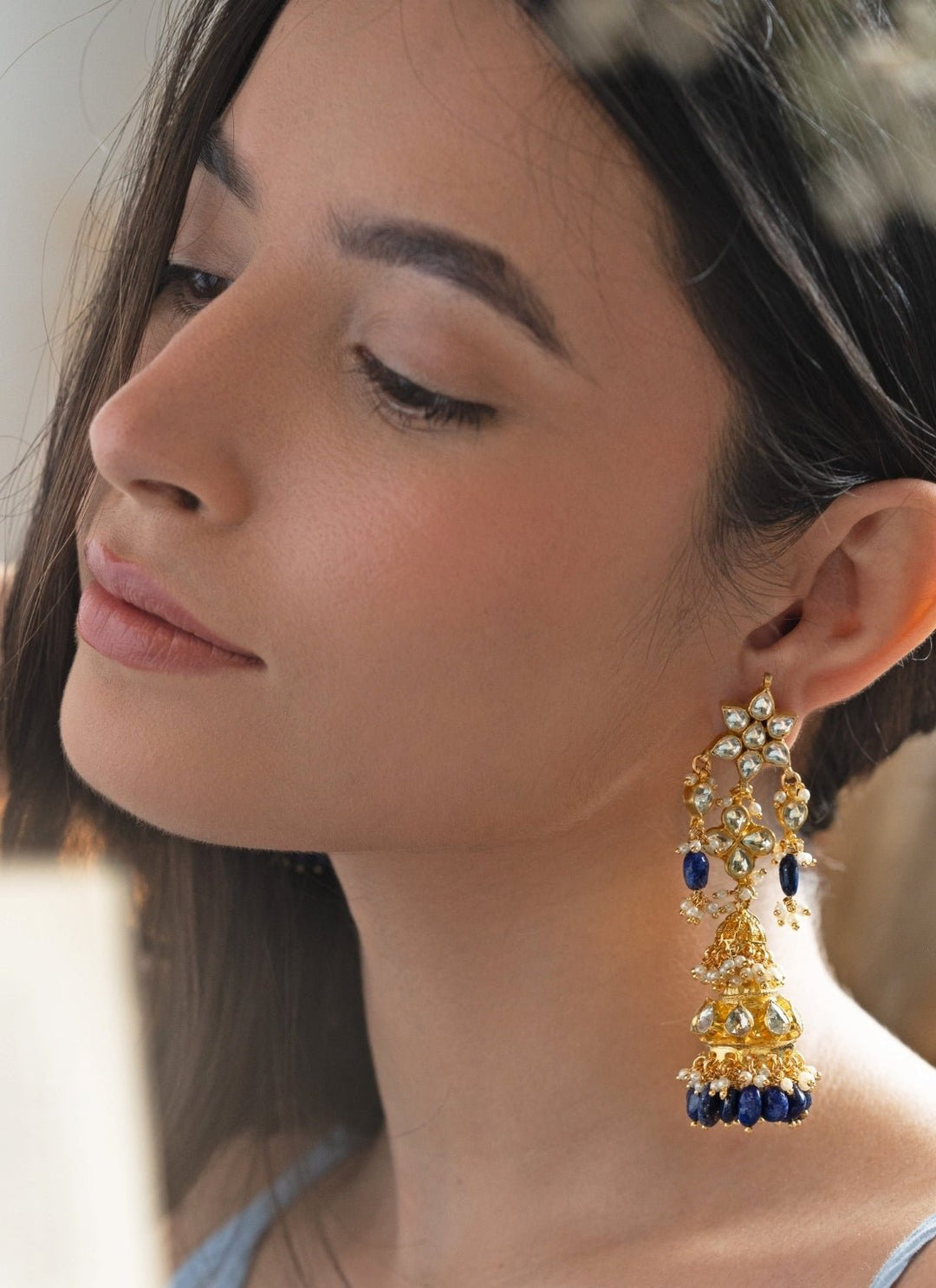 Do Taara Blue Kundan Jhumka EarringsFabilicious Fashion