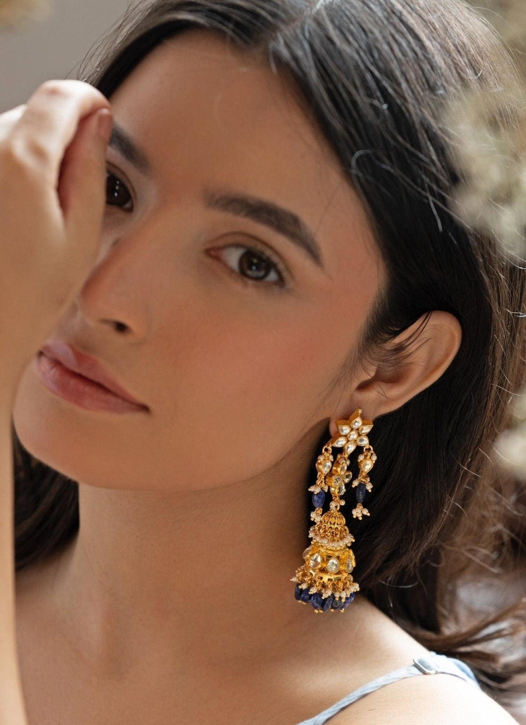 Do Taara Blue Kundan Jhumka EarringsFabilicious Fashion