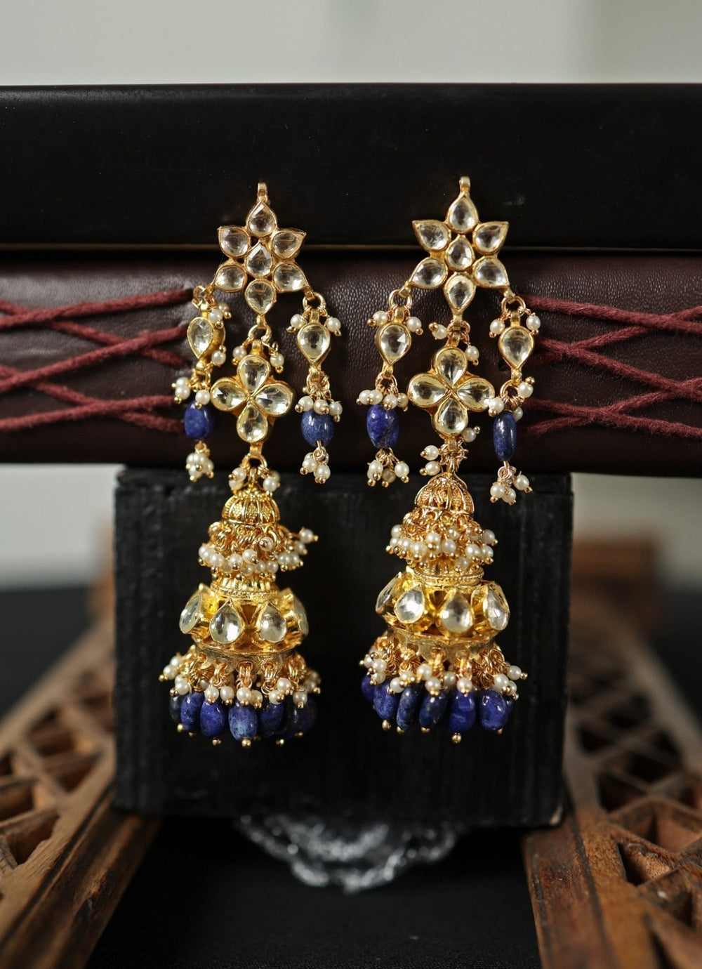 Do Taara Blue Kundan Jhumka EarringsFabilicious Fashion