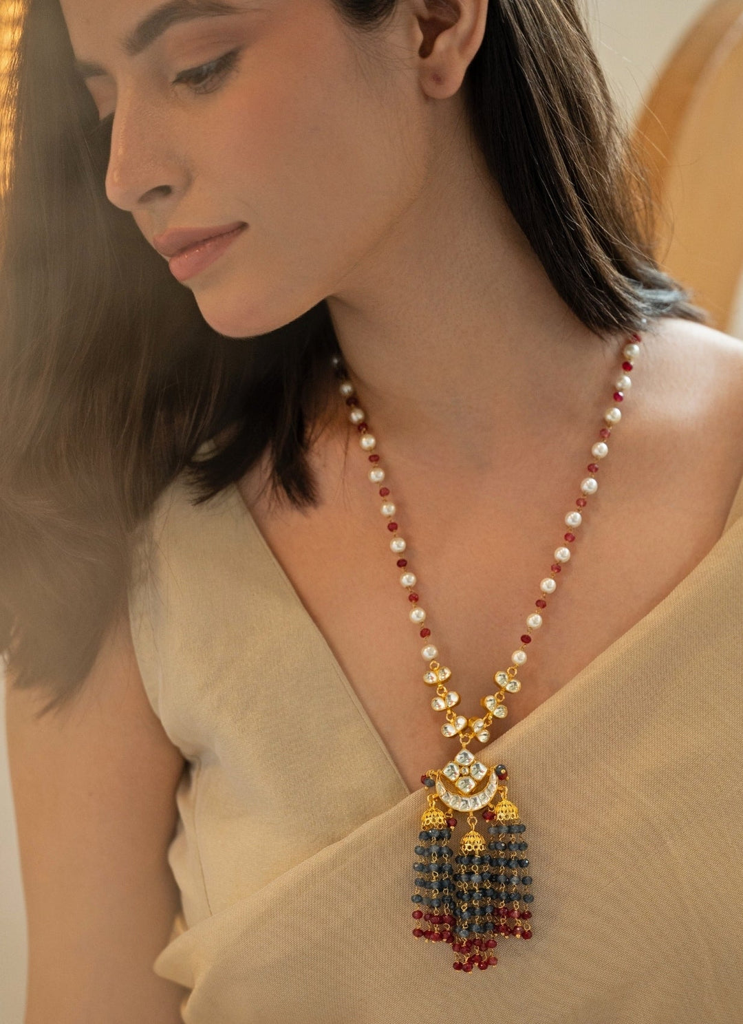 Do Taara Blue Kundan NecklaceFabilicious Fashion
