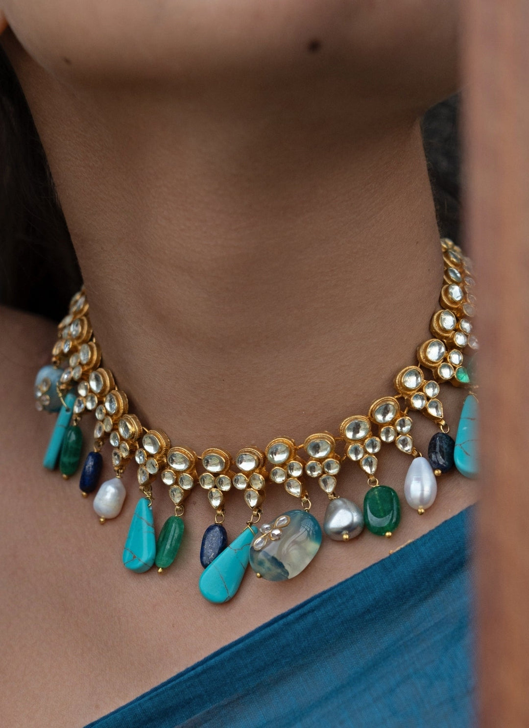 Do Taara Blue Kundan NecklaceFabilicious Fashion