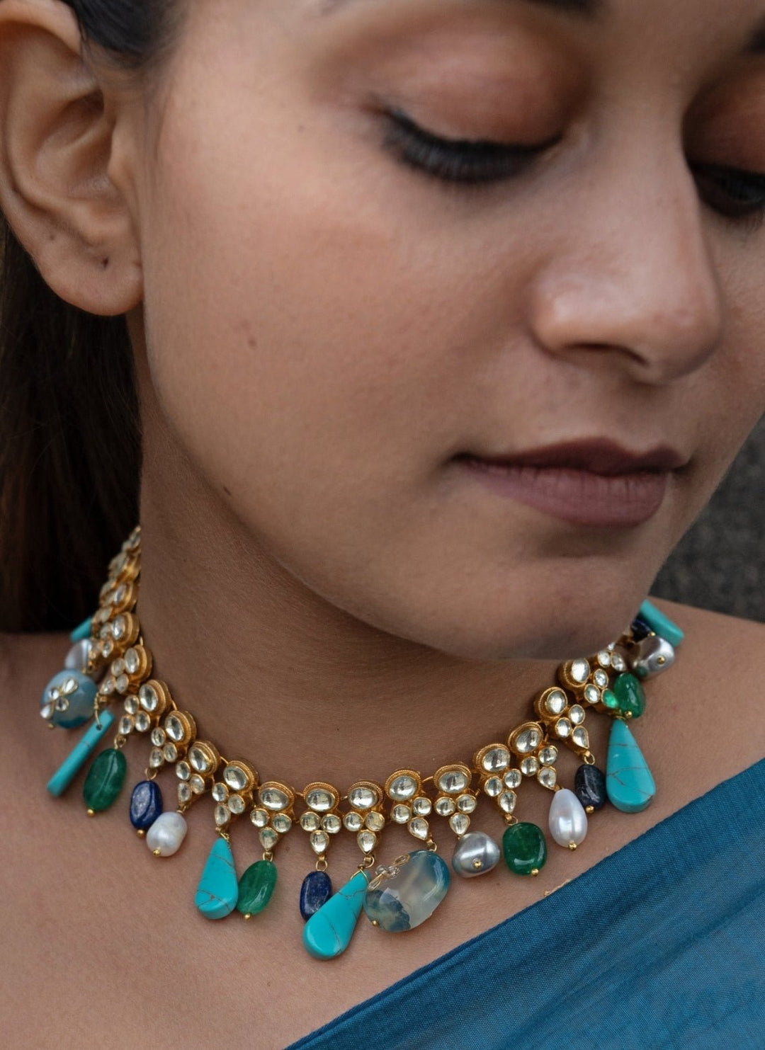 Do Taara Blue Kundan NecklaceFabilicious Fashion