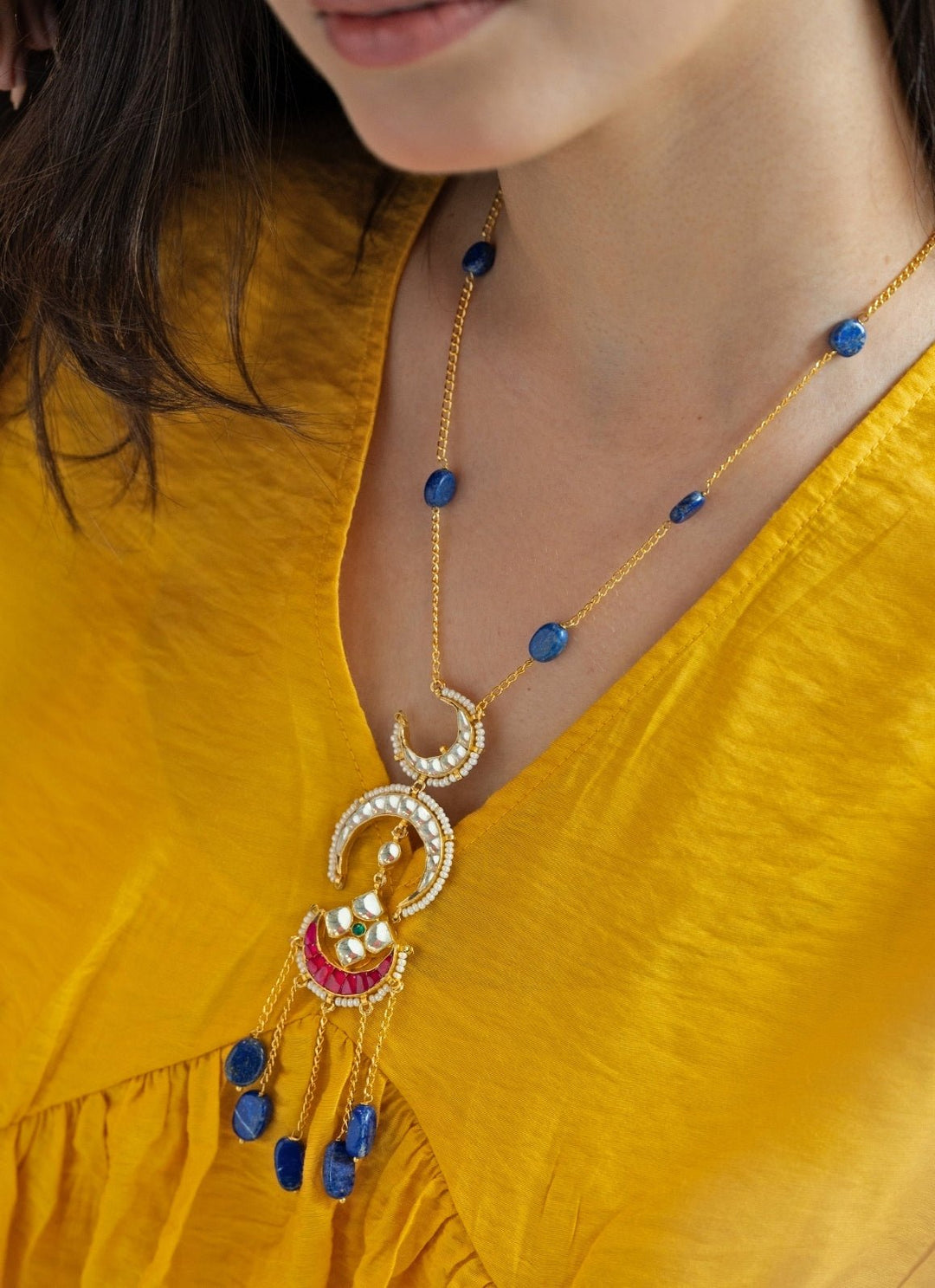 Do Taara Blue Kundan NecklaceFabilicious Fashion