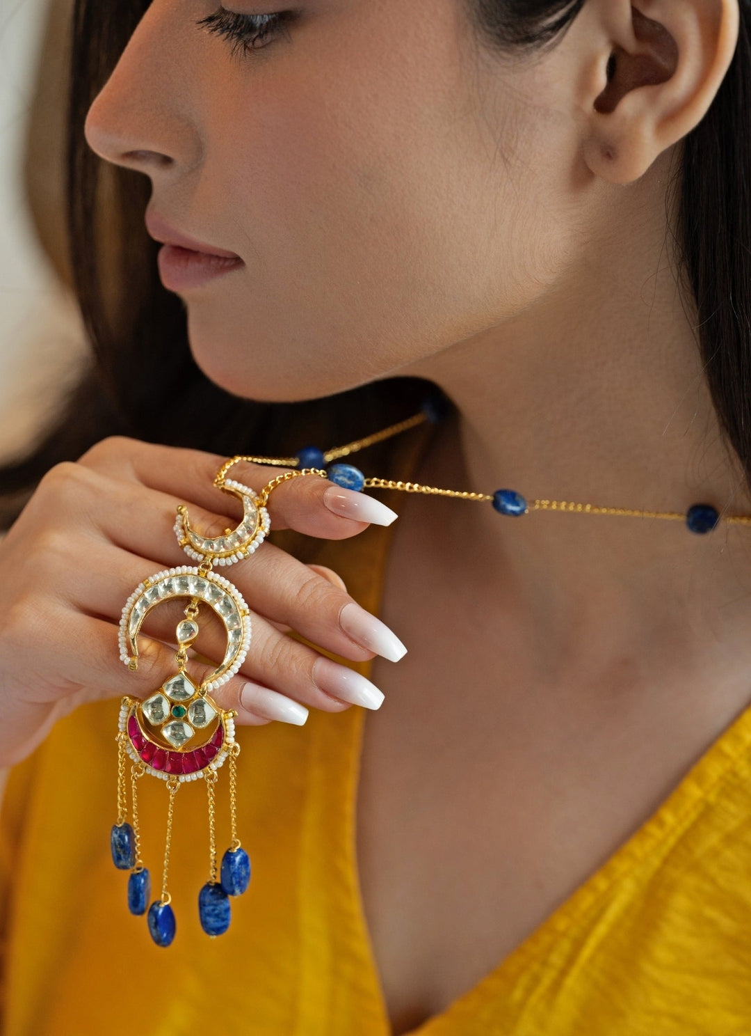 Do Taara Blue Kundan NecklaceFabilicious Fashion