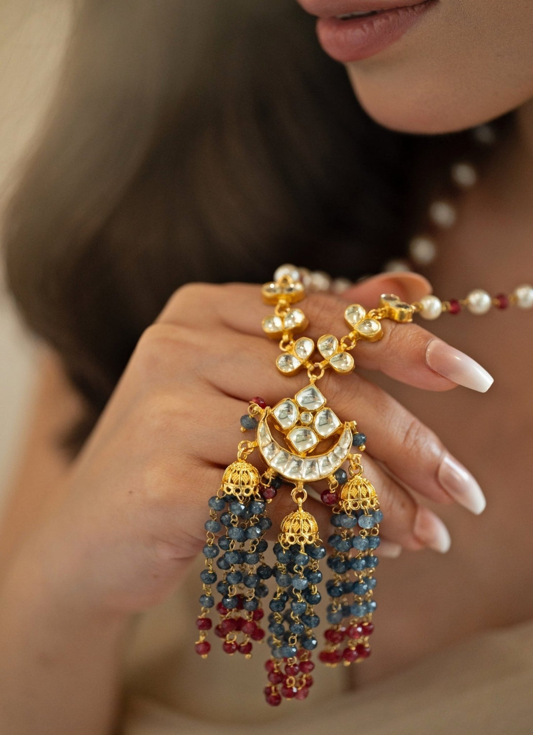 Do Taara Blue Kundan NecklaceFabilicious Fashion