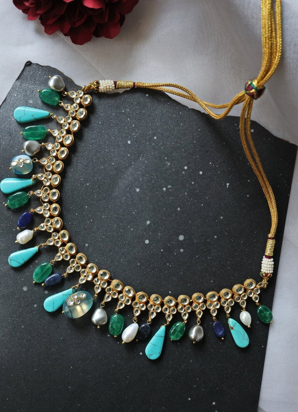 Do Taara Blue Kundan NecklaceFabilicious Fashion