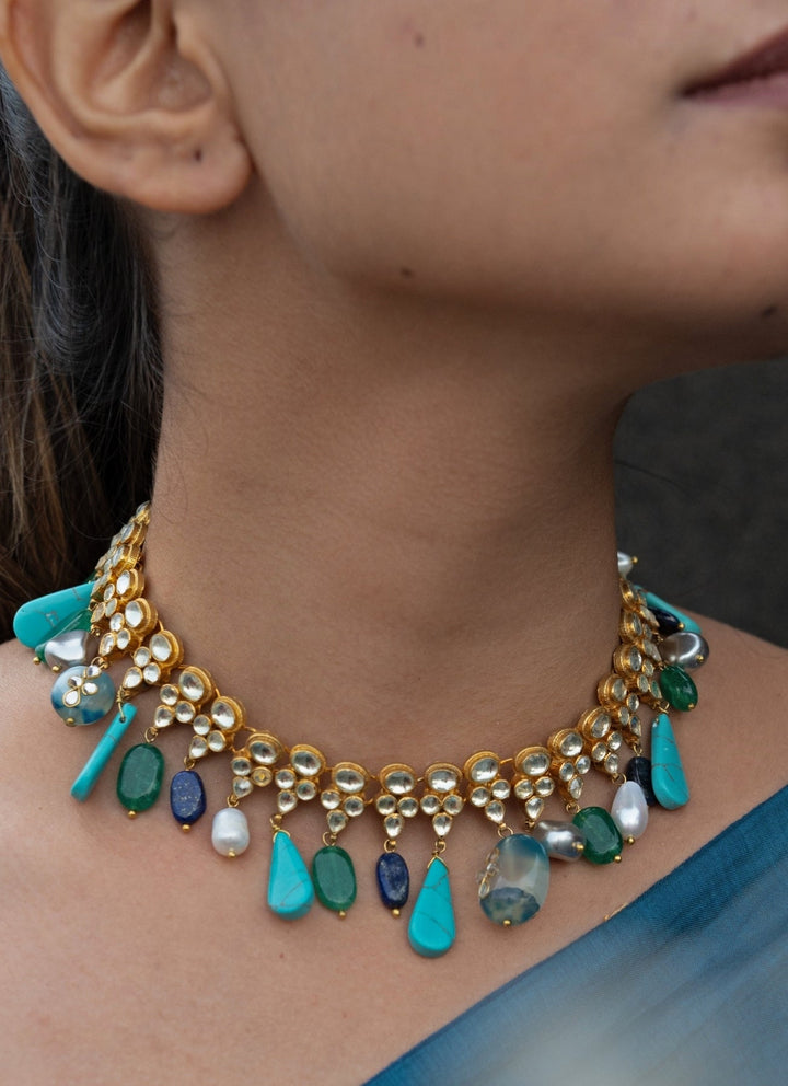 Do Taara Blue Kundan NecklaceFabilicious Fashion