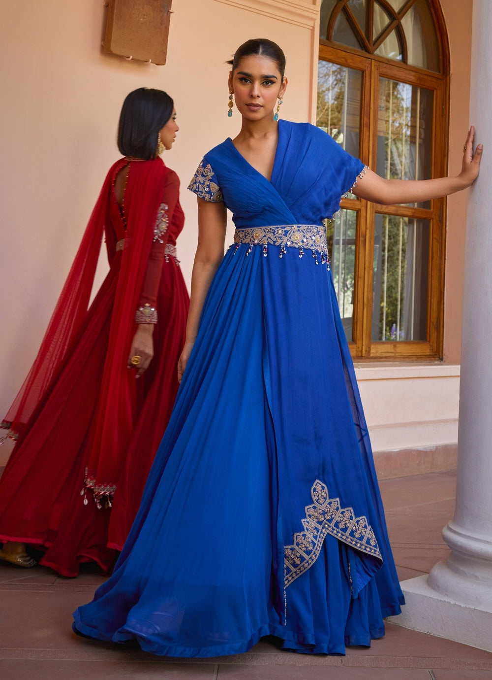 Blue Layered Anarkali Gown With Dupatta Isha Gupta Tayal - Fabilicious Fashion