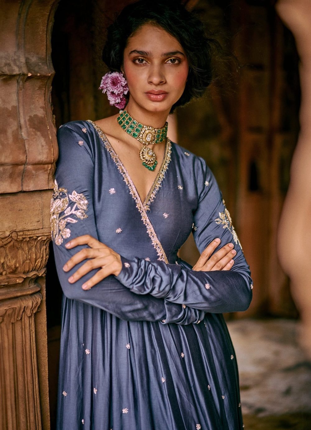 Blue Modal Silk Anarkali Set With Skirt Paulmi and Harsh - Fabilicious Fashion