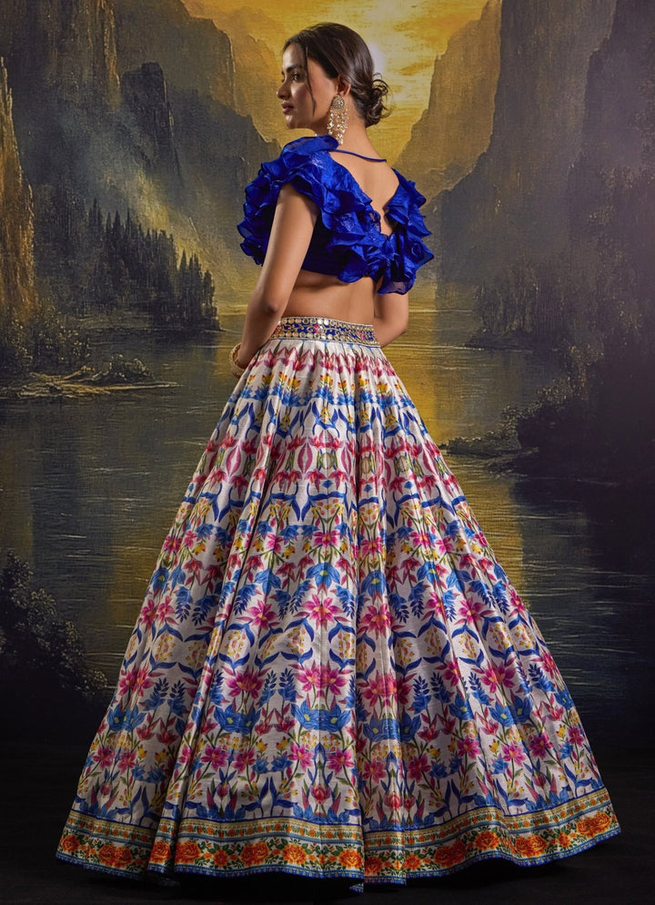 Blue Multi Color Printed Silk Lehenga Set Rashika Sharma - Fabilicious Fashion