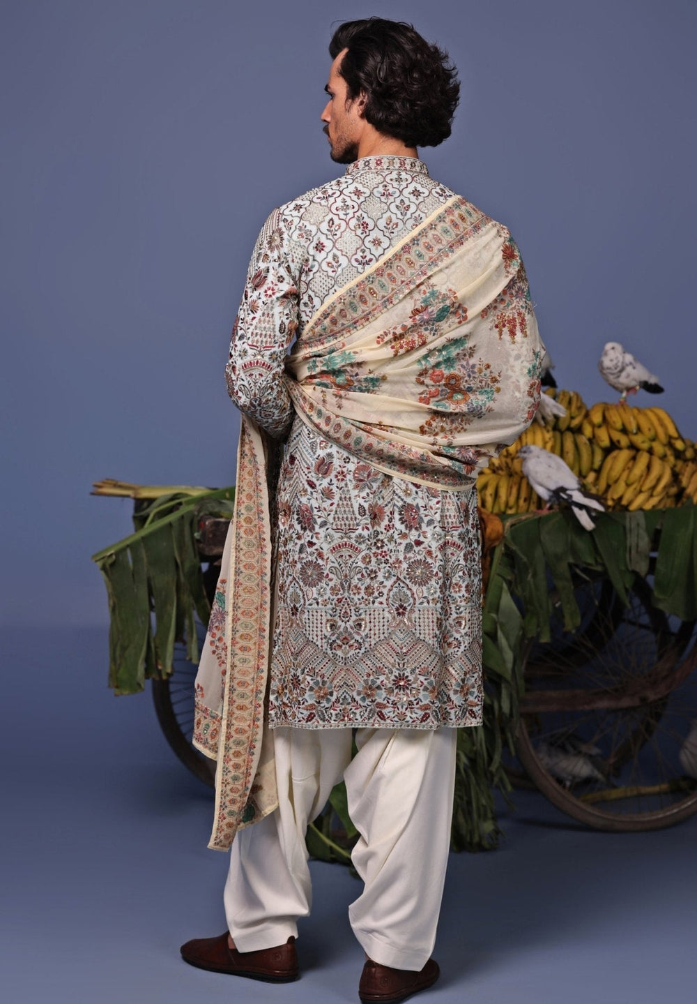 Blue Multi Thread Embroidered Kurta Patiala Pant Set Kalpraag - Fabilicious Fashion