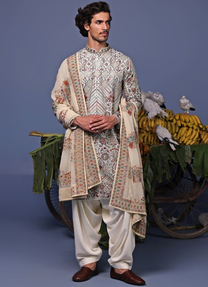Blue Multi Thread Embroidered Kurta Patiala Pant Set Kalpraag - Fabilicious Fashion
