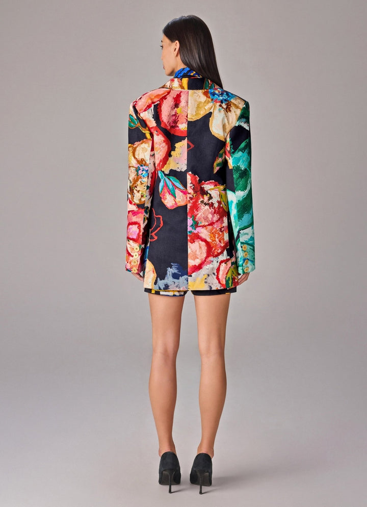 Blue Multicolour Floral Print Co Ord Set With Blazer Saaksha & Kinni - Fabilicious Fashion