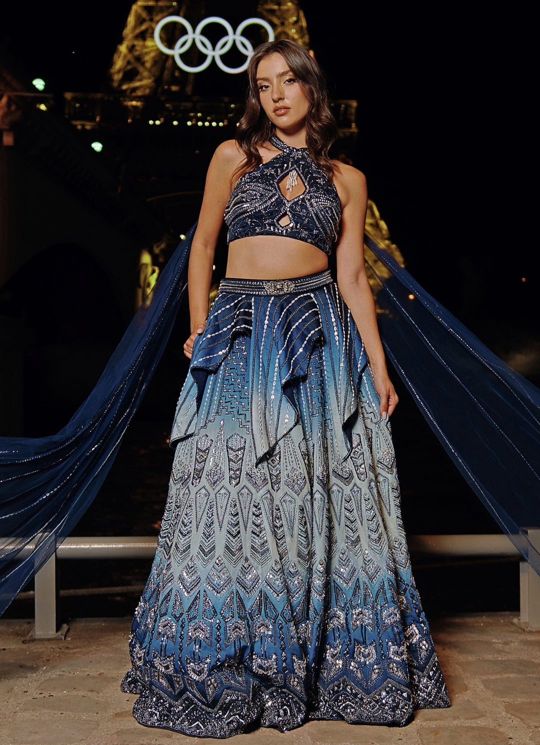 Blue Ombre Embroidered Lehenga Set Jigar and Nikita - Fabilicious Fashion