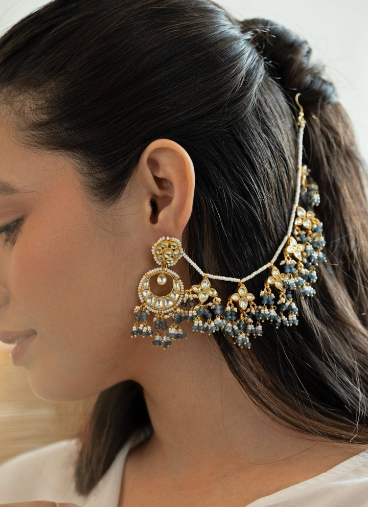 Do Taara Blue Onyx Earrings With Ear ChainFabilicious Fashion