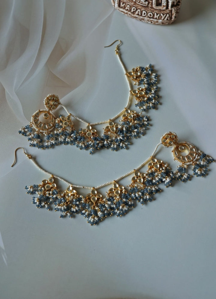 Do Taara Blue Onyx Earrings With Ear ChainFabilicious Fashion