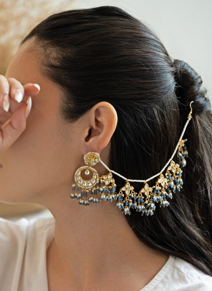 Do Taara Blue Onyx Earrings With Ear ChainFabilicious Fashion