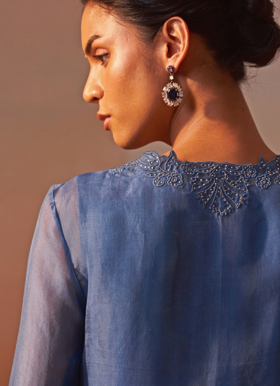 Nitika Gujral Blue Organza Kurta Pants SetFabilicious Fashion