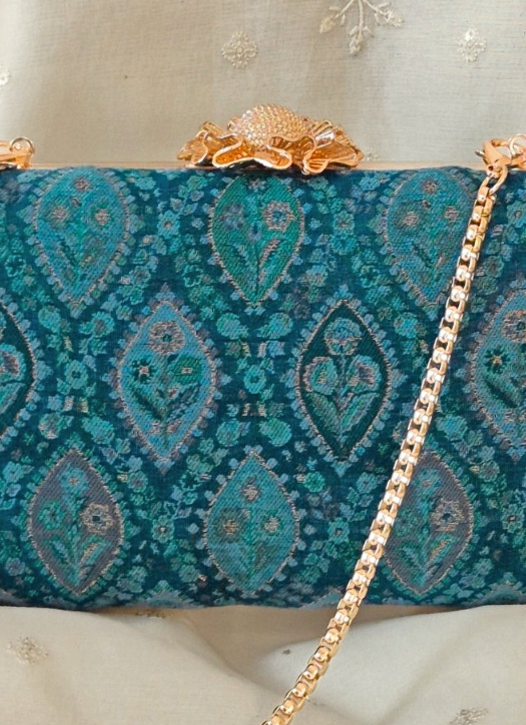 Blue Pashmina Cashmere Clutch Amyra - Fabilicious Fashion