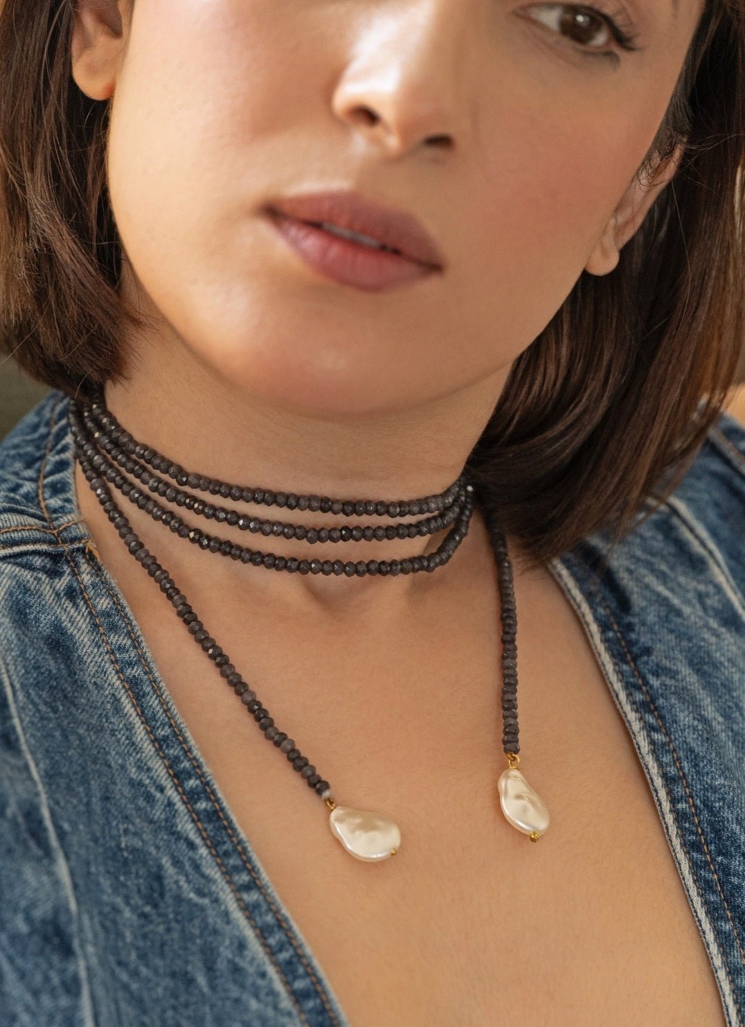 Do Taara Blue Pearl Lariat NecklaceFabilicious Fashion