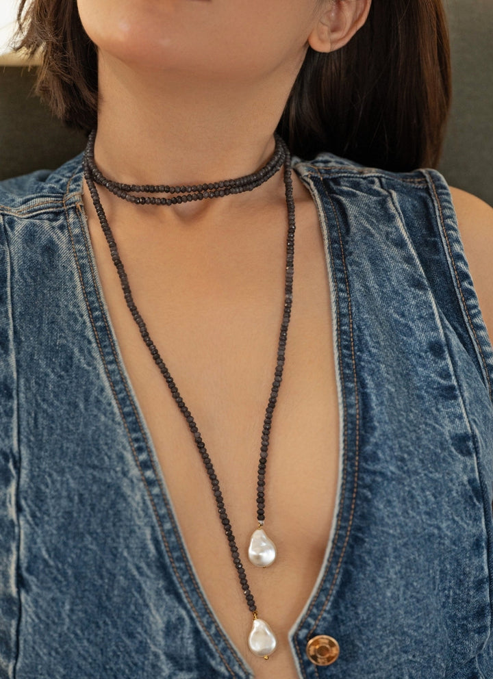 Do Taara Blue Pearl Lariat NecklaceFabilicious Fashion