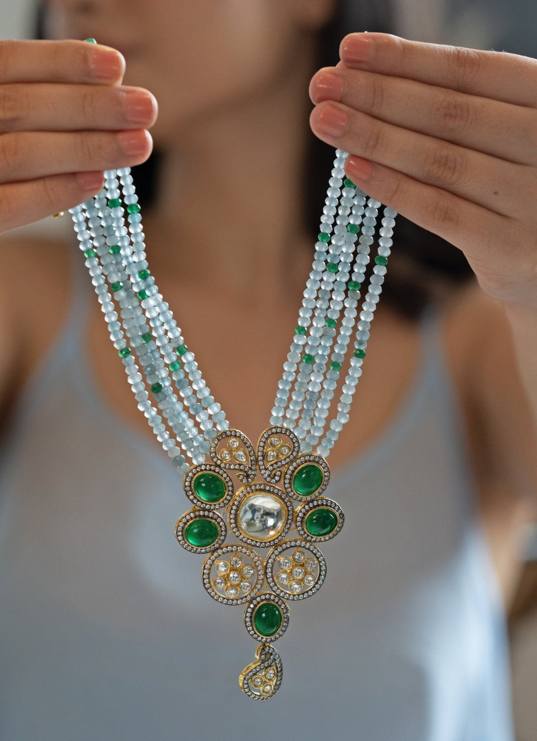 Do Taara Blue Polki NecklaceFabilicious Fashion