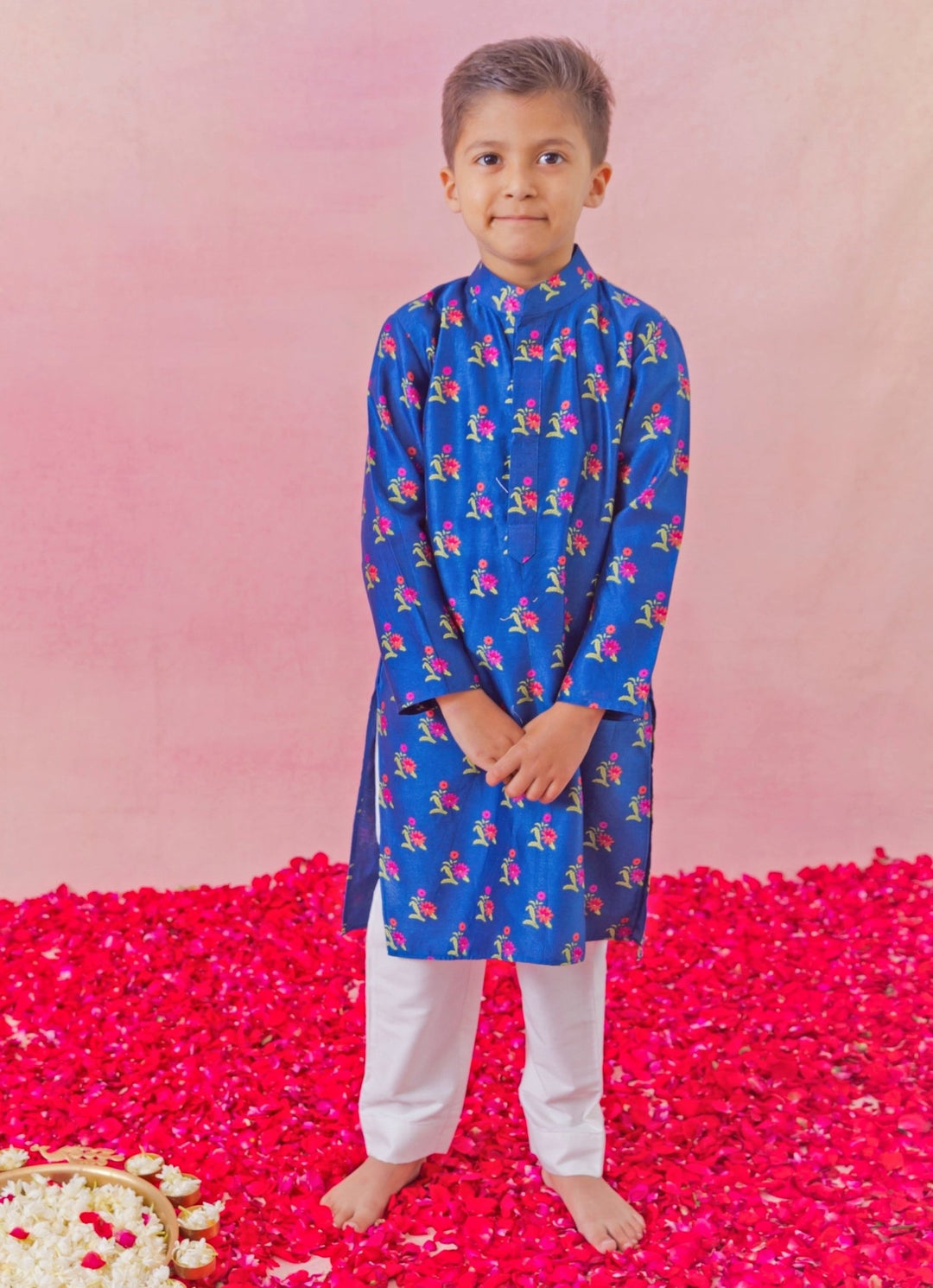 Blue Printed Chanderi Kurta Set Chotibuti - Fabilicious Fashion