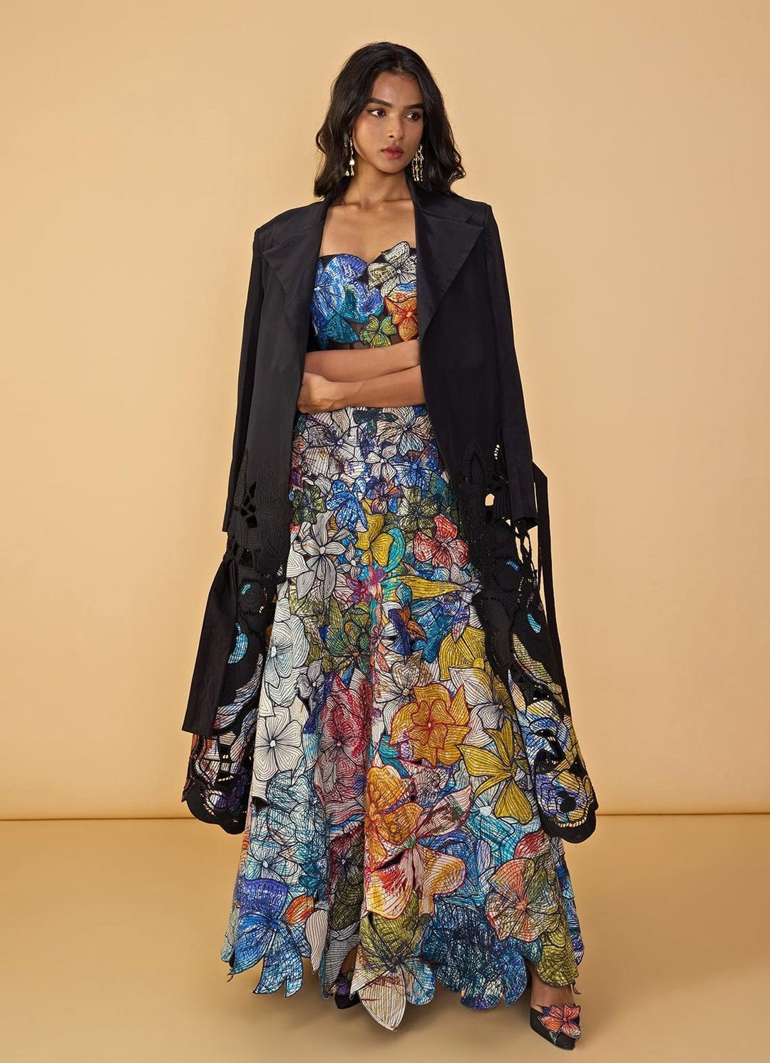 Blue Printed Corset Lehenga Set Saaksha &amp; Kinni - Fabilicious Fashion