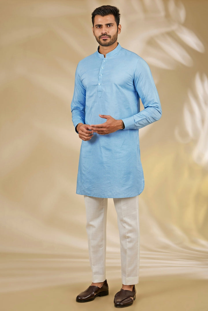 Blue Printed Cotton Silk Bundi Set Manish Nagdeo - Fabilicious Fashion