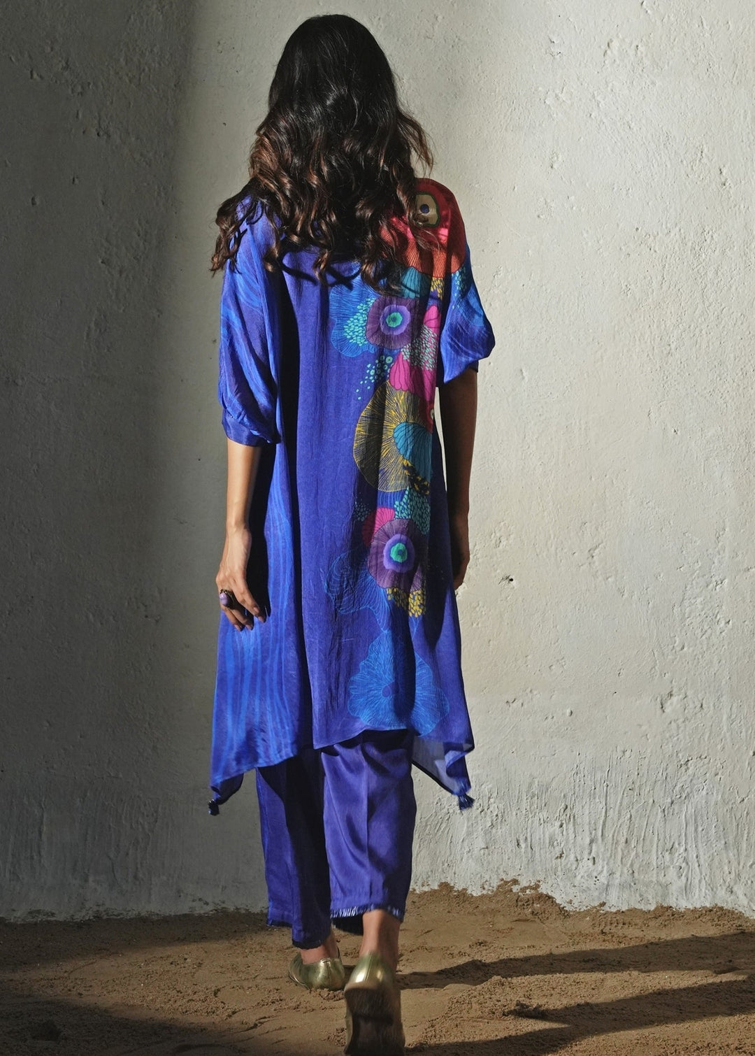 Blue Printed Crepe Co - Ord Set Basil Leaf - Fabilicious Fashion