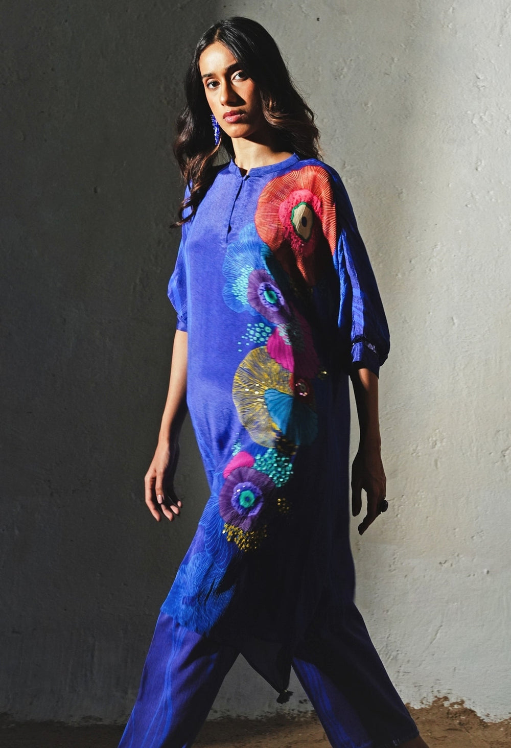 Blue Printed Crepe Co - Ord Set Basil Leaf - Fabilicious Fashion