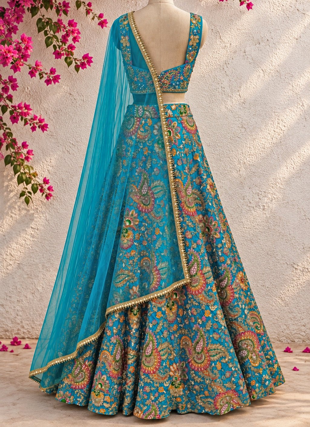 Anisha Shetty Blue Printed Crepe Lehenga SetFabilicious Fashion