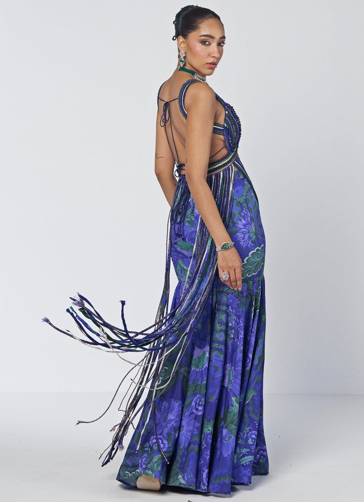 Rishi and Vibhuti Blue Printed Crepe Pants SetFabilicious Fashion
