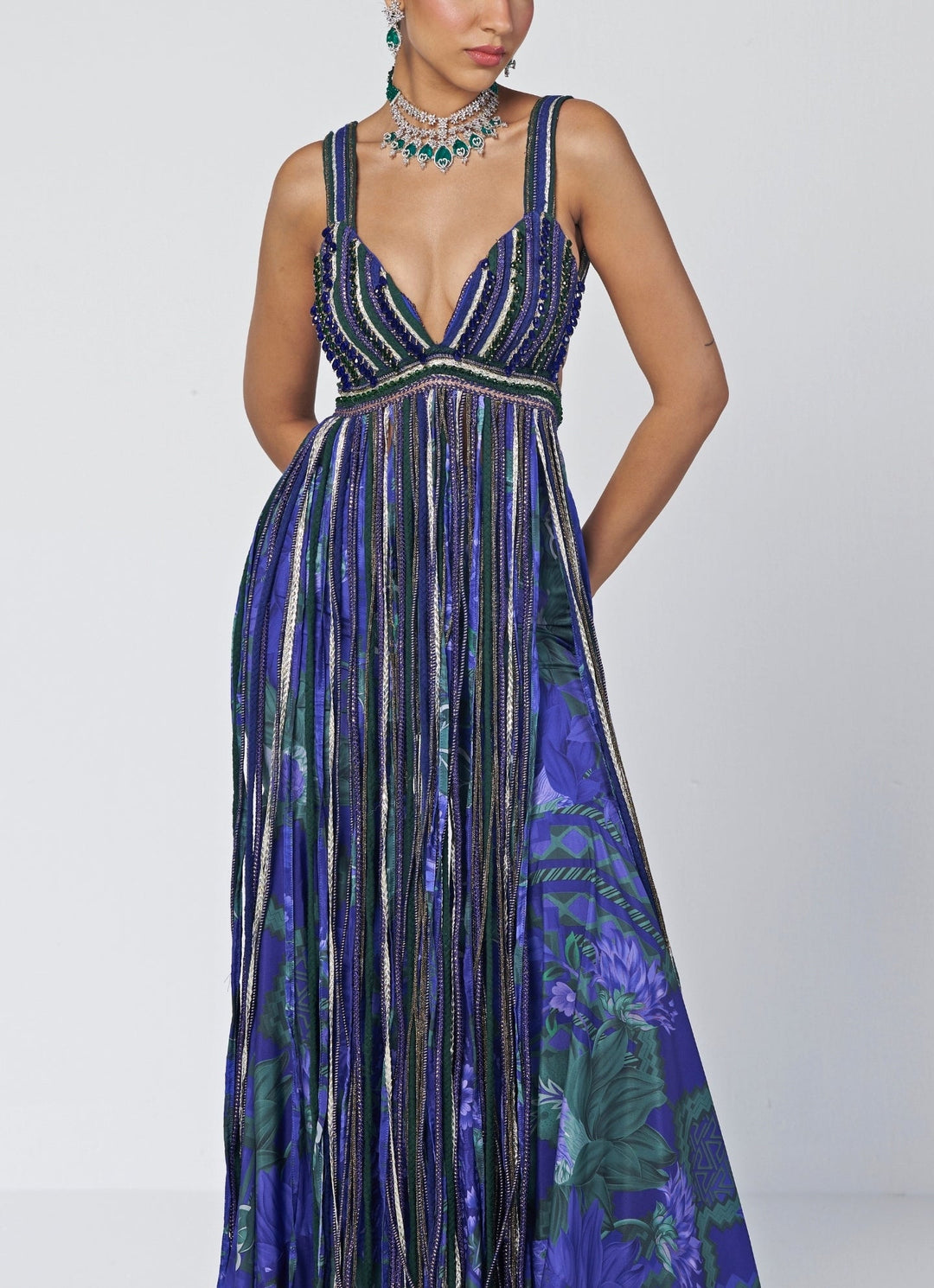 Rishi and Vibhuti Blue Printed Crepe Pants SetFabilicious Fashion