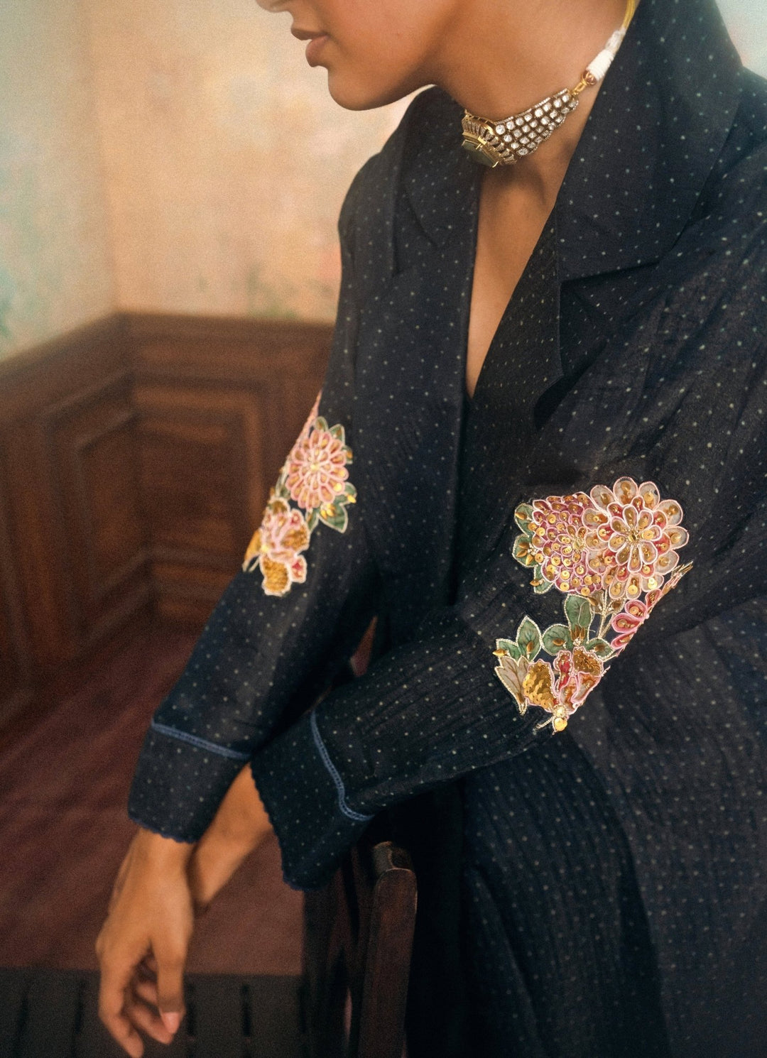 Paulmi and Harsh Blue Printed Crush Jacket Pants SetFabilicious Fashion