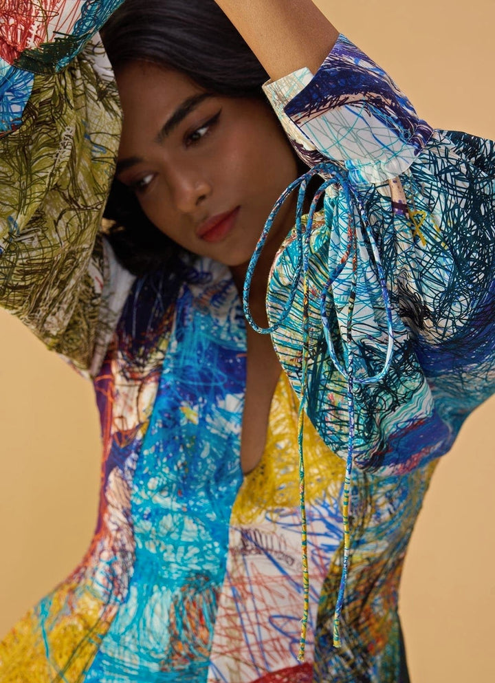Blue Printed Dress Saaksha &amp; Kinni - Fabilicious Fashion
