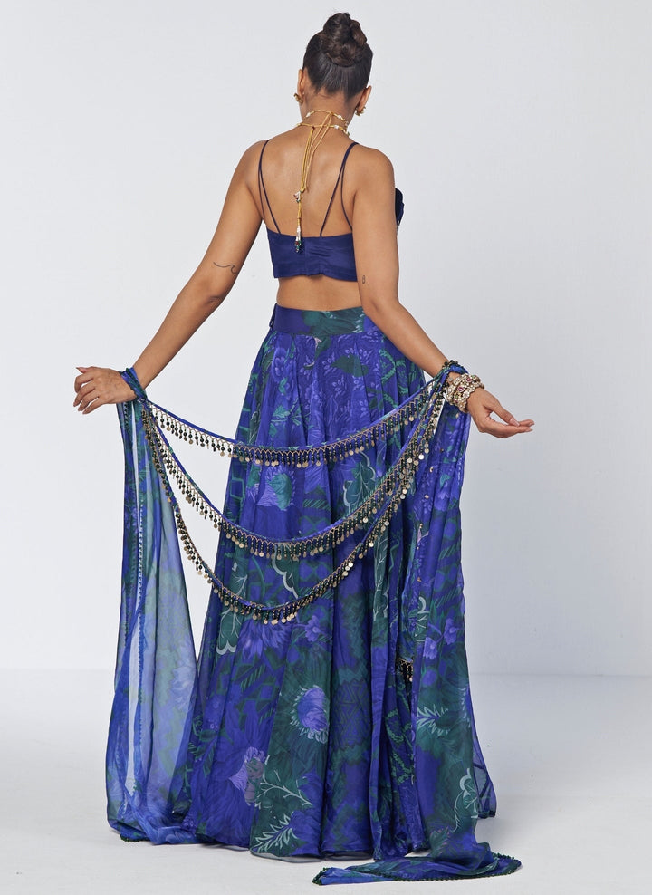 Rishi and Vibhuti Blue Printed Organza Lehenga SetFabilicious Fashion