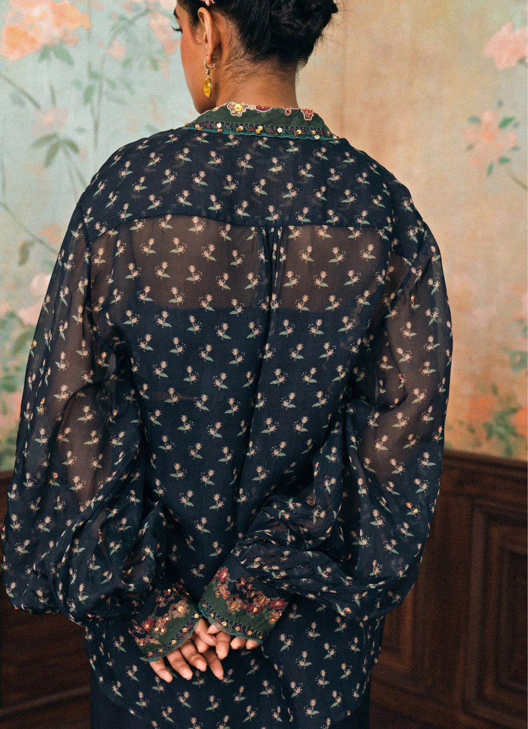 Paulmi and Harsh Blue Printed Organza ShirtFabilicious Fashion
