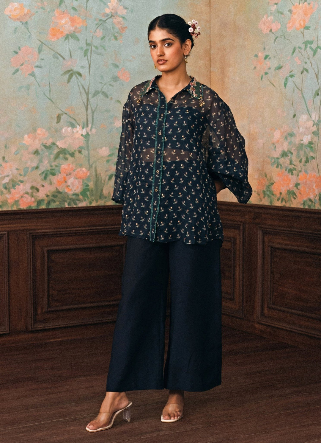 Paulmi and Harsh Blue Printed Organza ShirtFabilicious Fashion