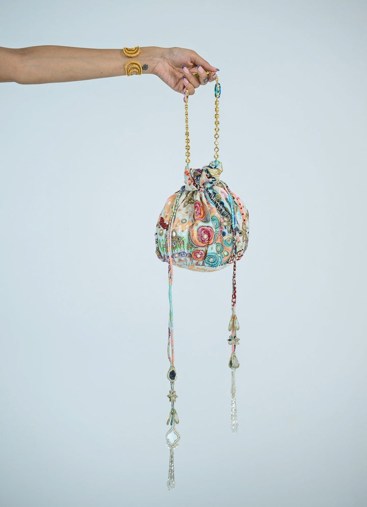 Blue Printed Potli - Add on Only Juhi Bengani - Fabilicious Fashion