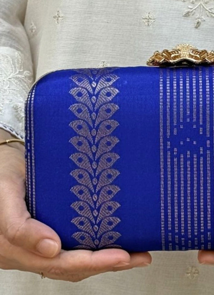 Blue Pure Kanchi Silk Clutch Amyra - Fabilicious Fashion
