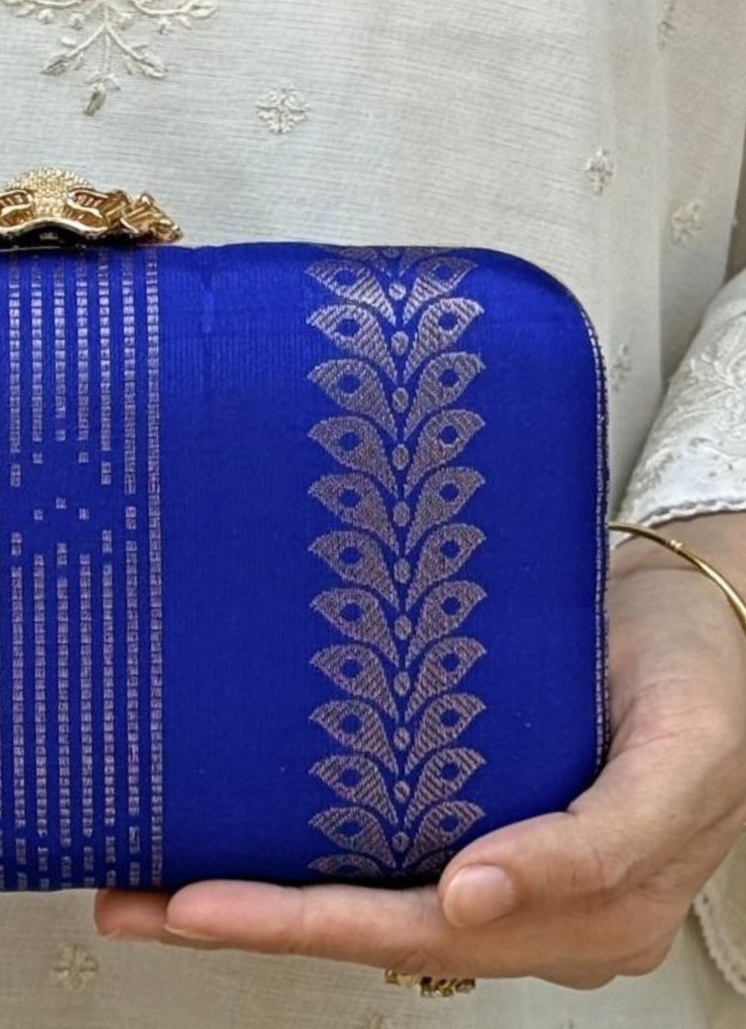 Blue Pure Kanchi Silk Clutch Amyra - Fabilicious Fashion