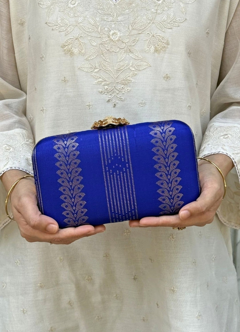 Blue Pure Kanchi Silk Clutch Amyra - Fabilicious Fashion