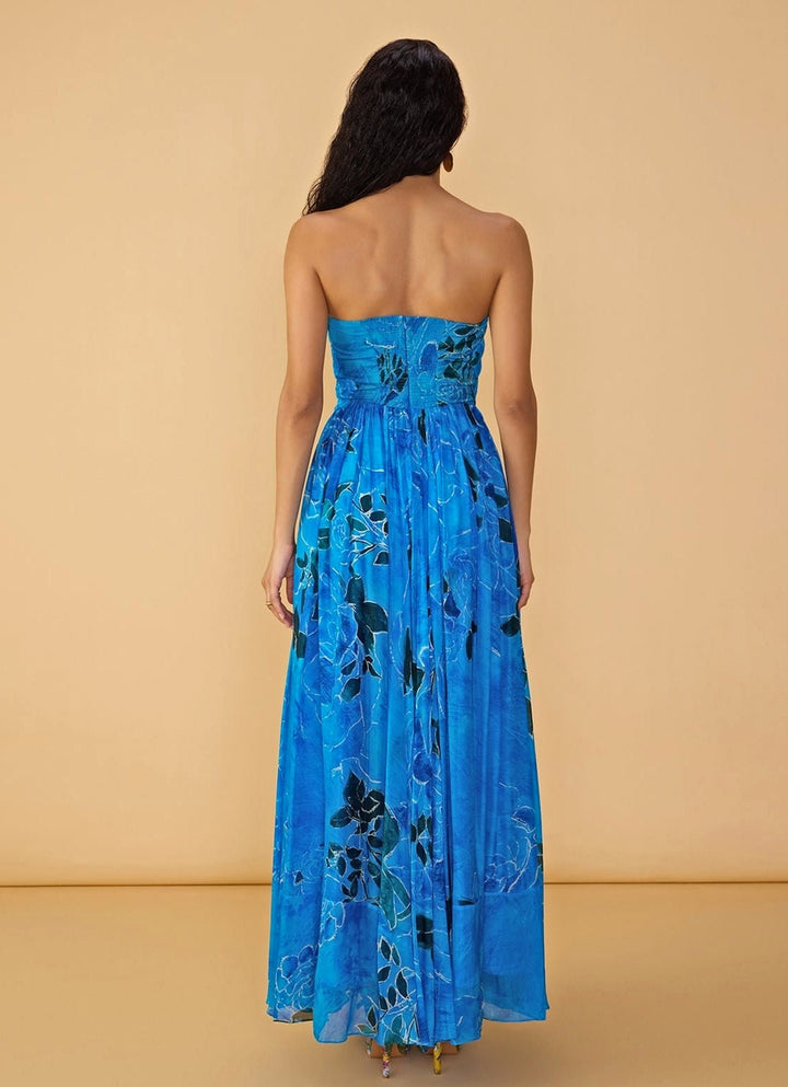 Blue Rose Print Gown Saaksha &amp; Kinni - Fabilicious Fashion