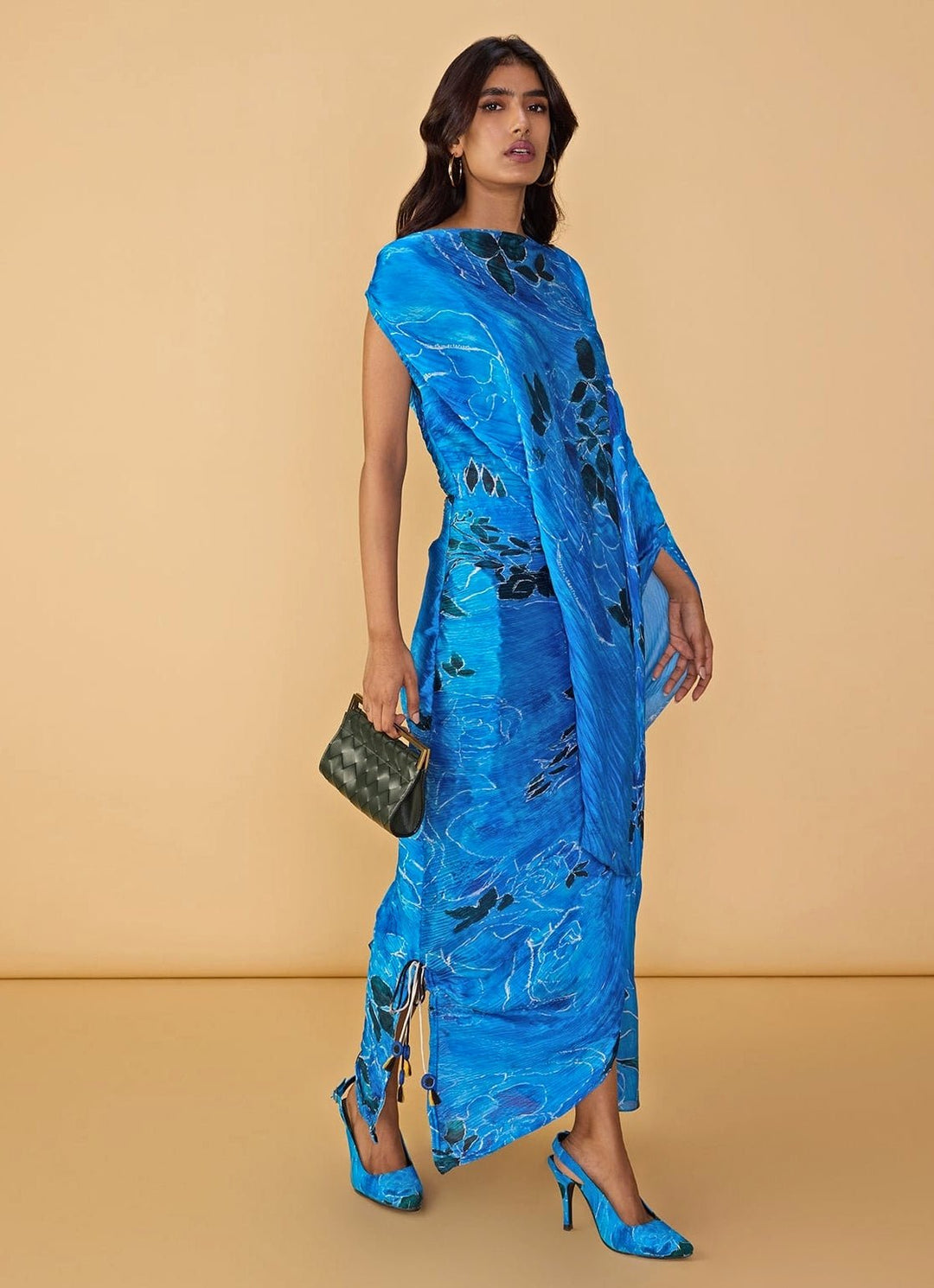 Saaksha &amp; Kinni Blue Rose Print Kaftan DressFabilicious Fashion