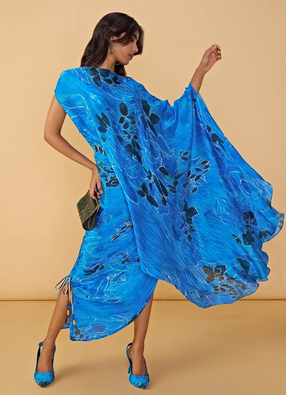 Saaksha & Kinni Blue Rose Print Kaftan DressFabilicious Fashion