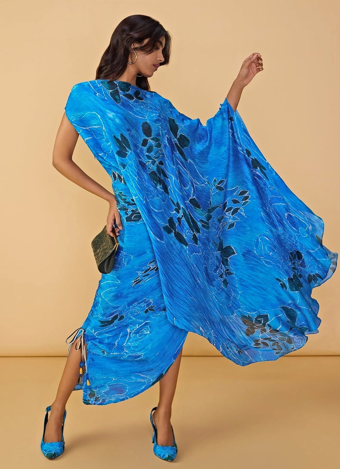 Saaksha &amp; Kinni Blue Rose Print Kaftan DressFabilicious Fashion