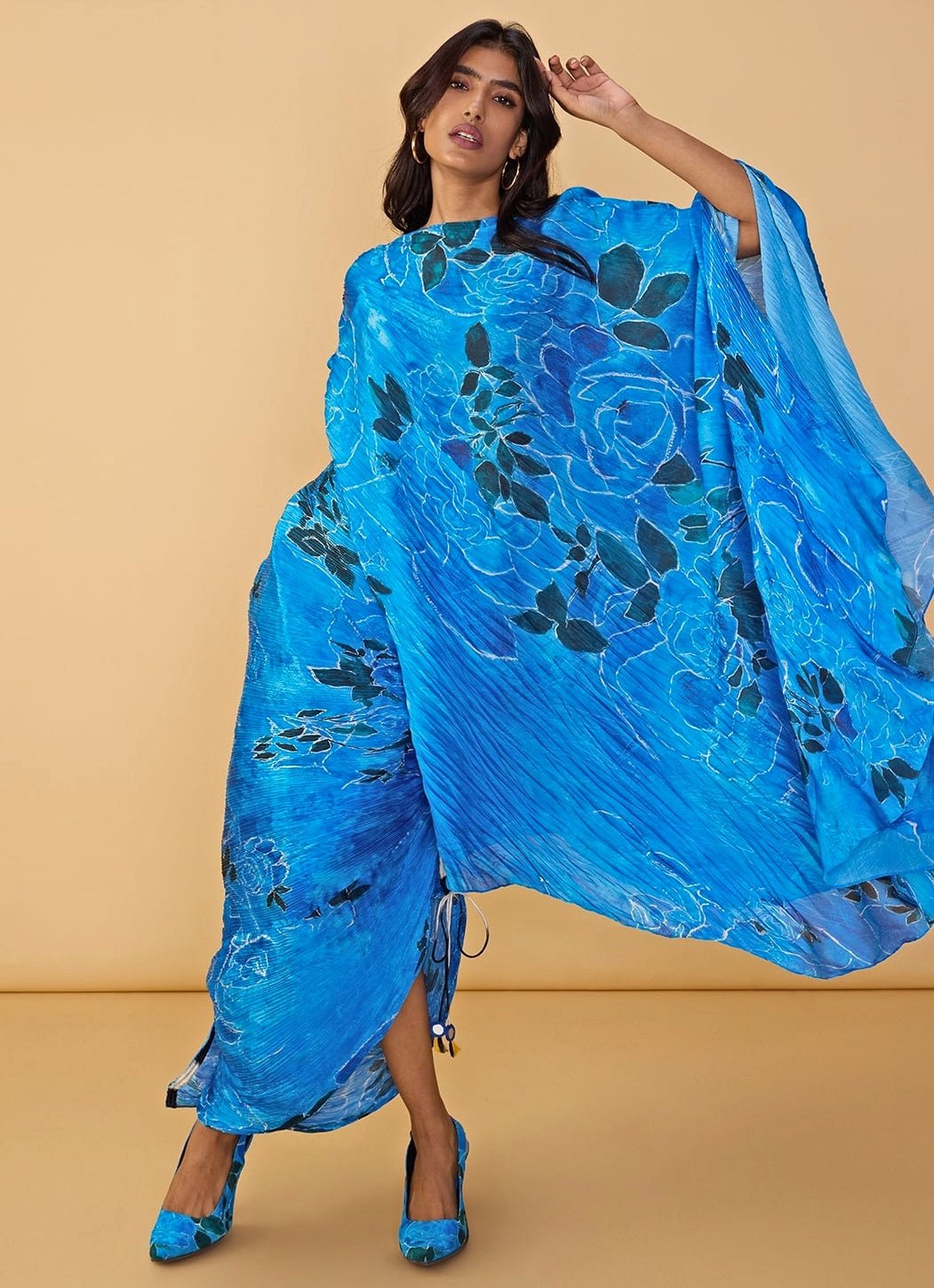Saaksha &amp; Kinni Blue Rose Print Kaftan DressFabilicious Fashion